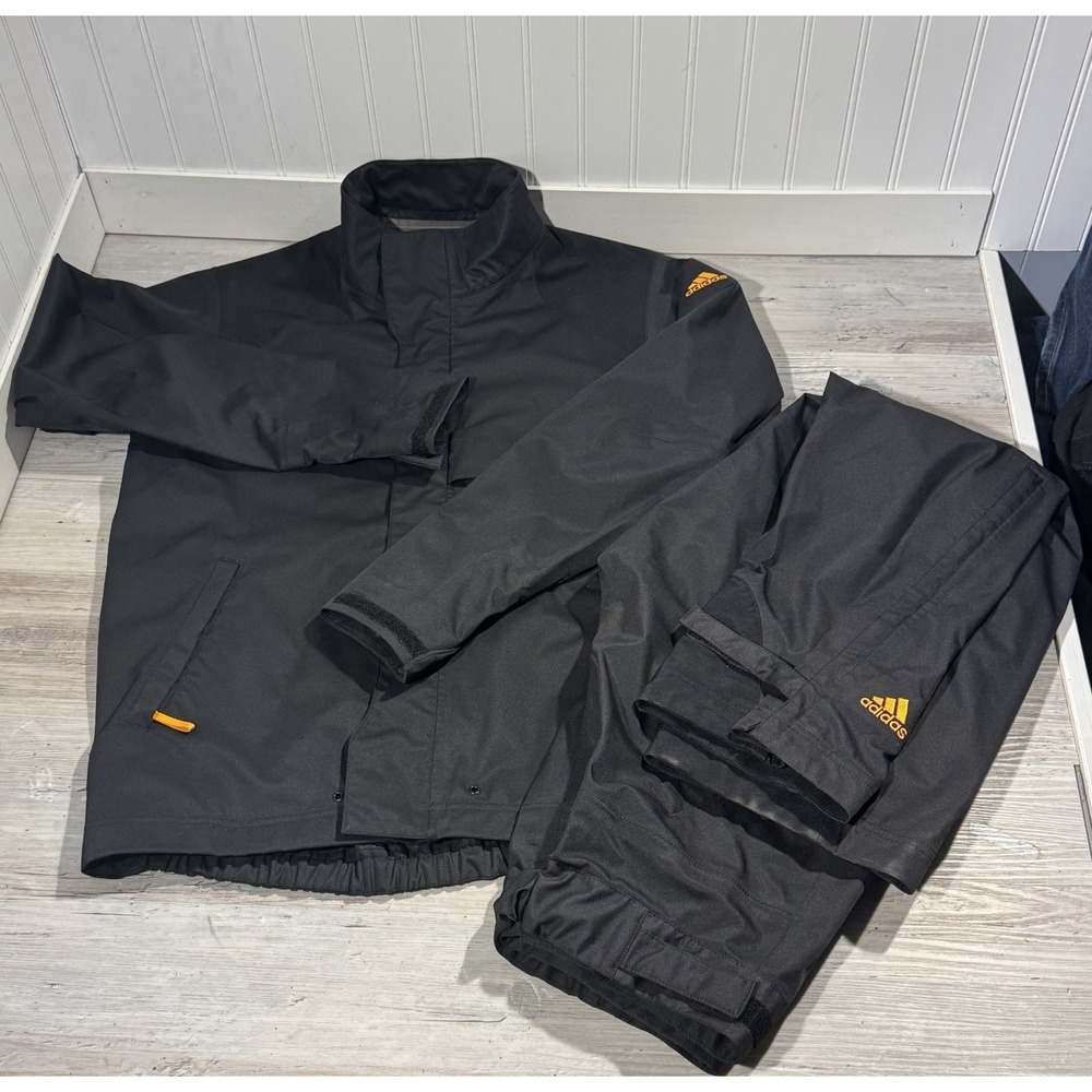 ADIDAS GOLF CLIMAPROOF Suit Jacket & Pants WATERPROOF Black Men's Sz S